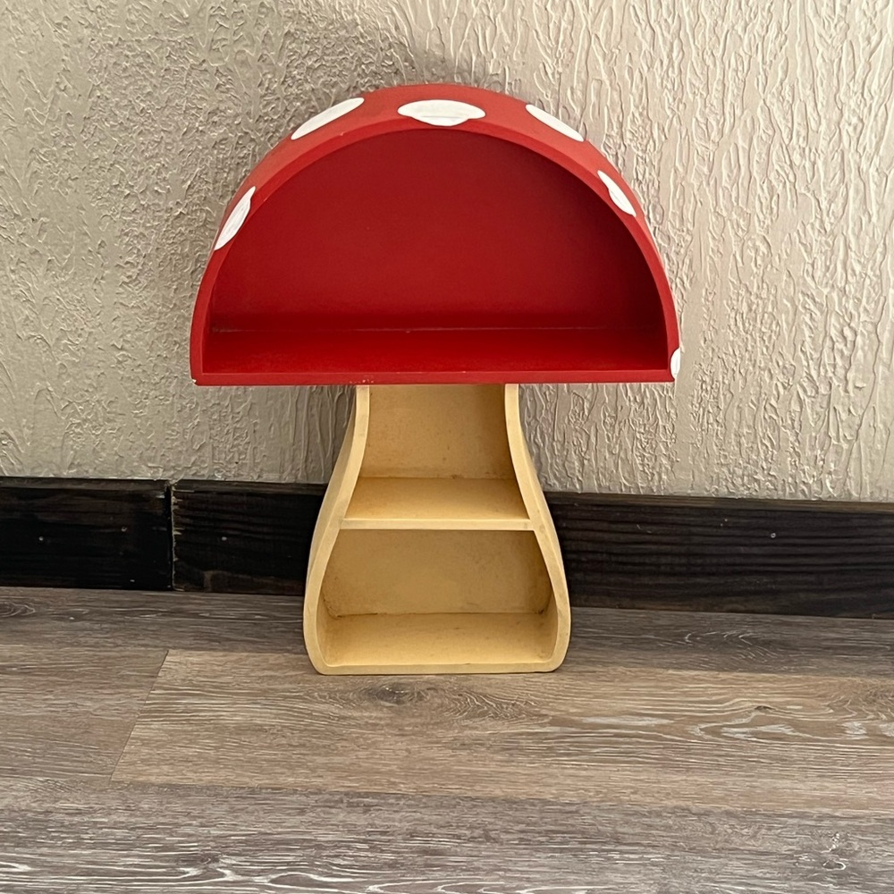 Hobby Lobby Red and Cream Mushroom Wall Shelf